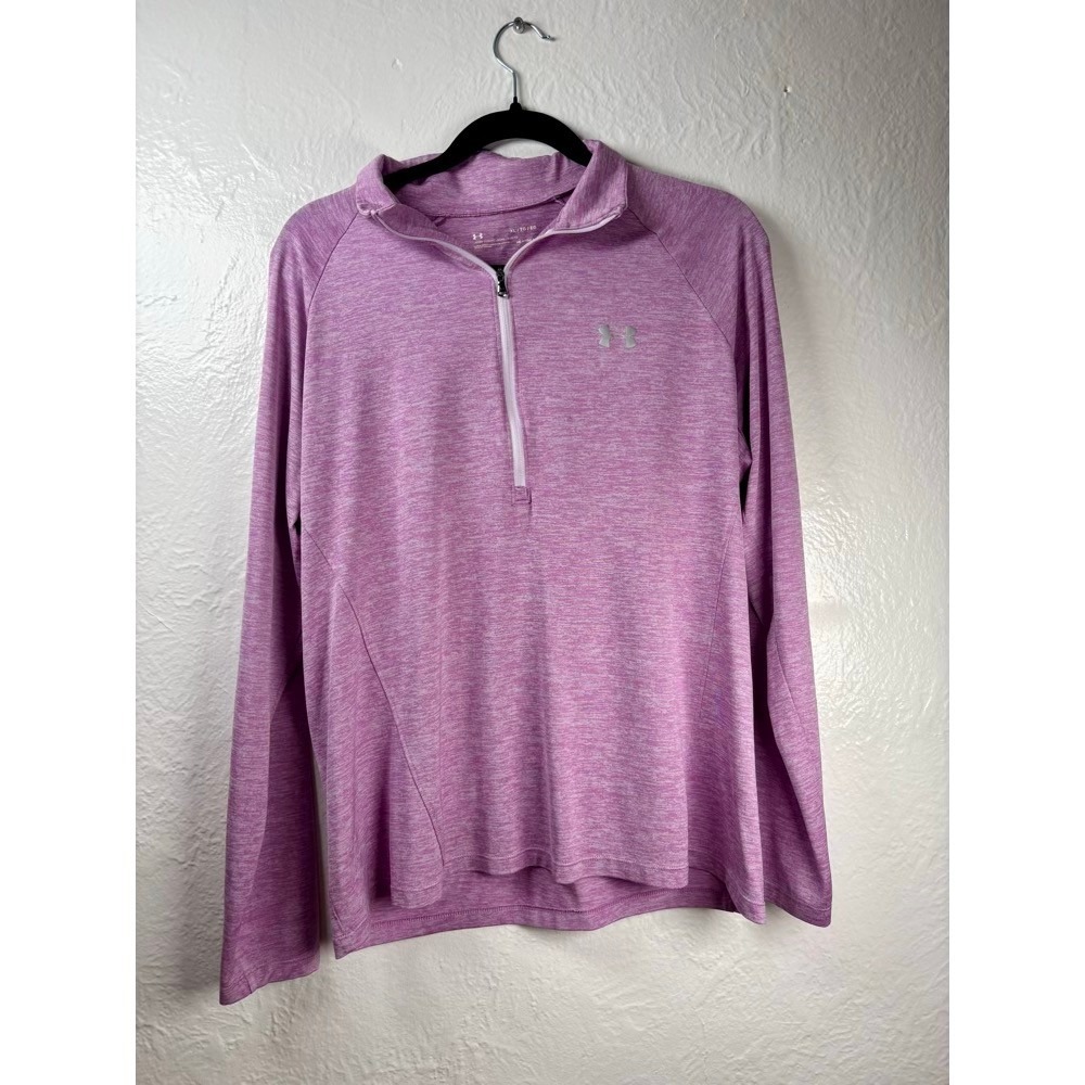 Under Armour Quarter Zip Pullover Womens XL Purple HeatGear Athletic Performance